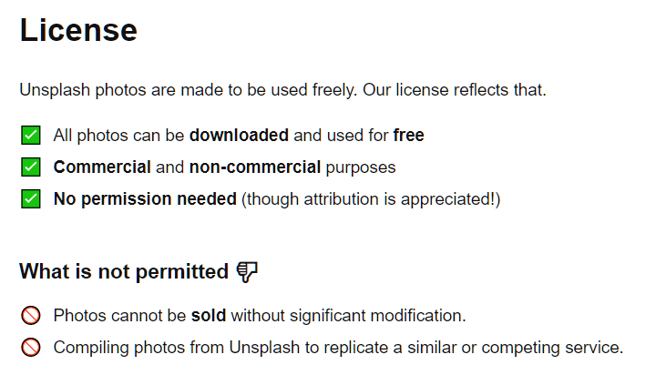 unsplash license
